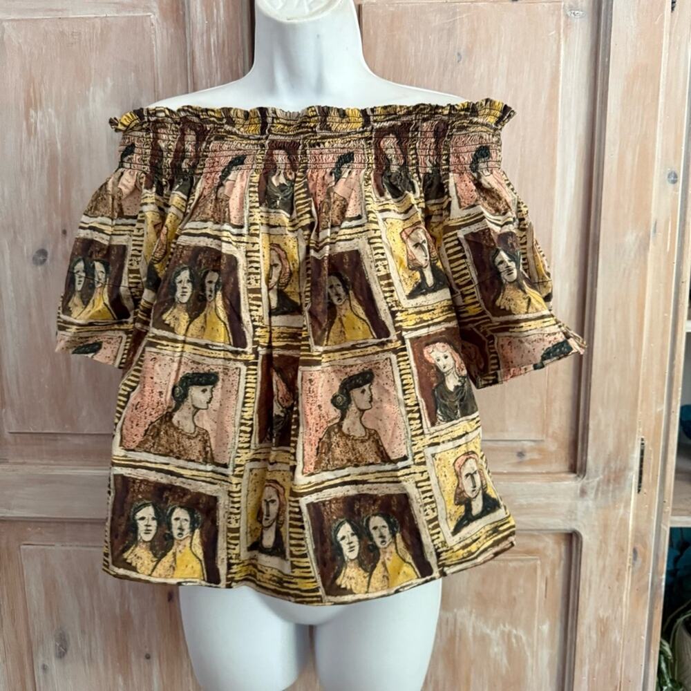 Burberry Off the Shoulder Faces Shirt Top Women’s 8 - Picture 8 of 14